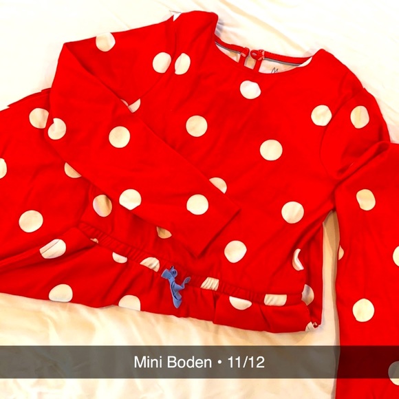 Mini Boden Red Sweatshirt Dress • Spotty Skater Dress - Picture 5 of 5